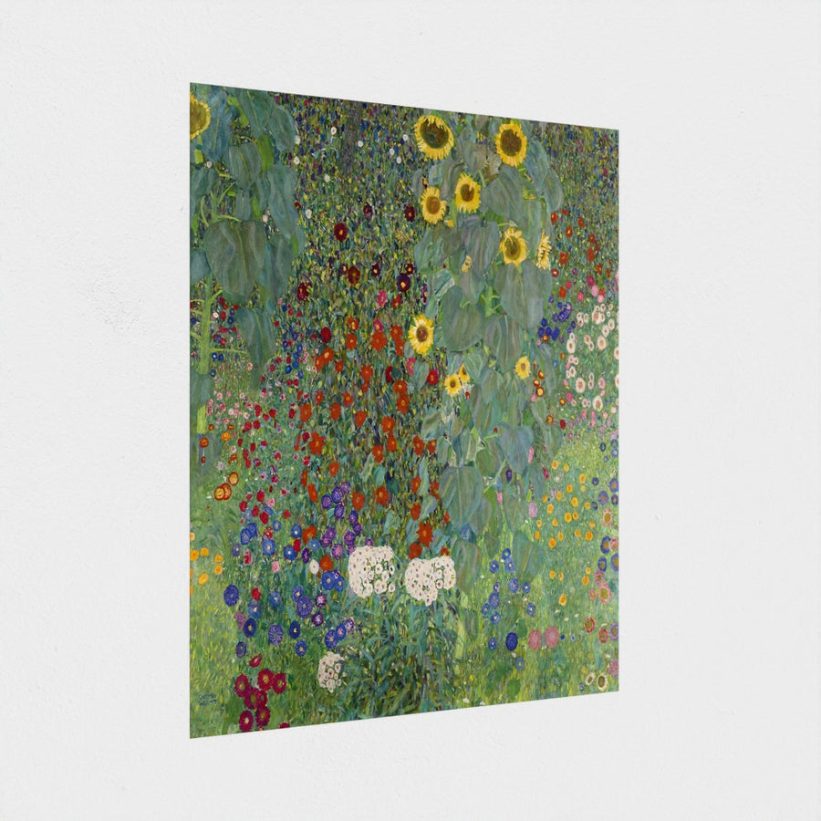 Cottage Garden with Sunflowers — unframed, at an angle