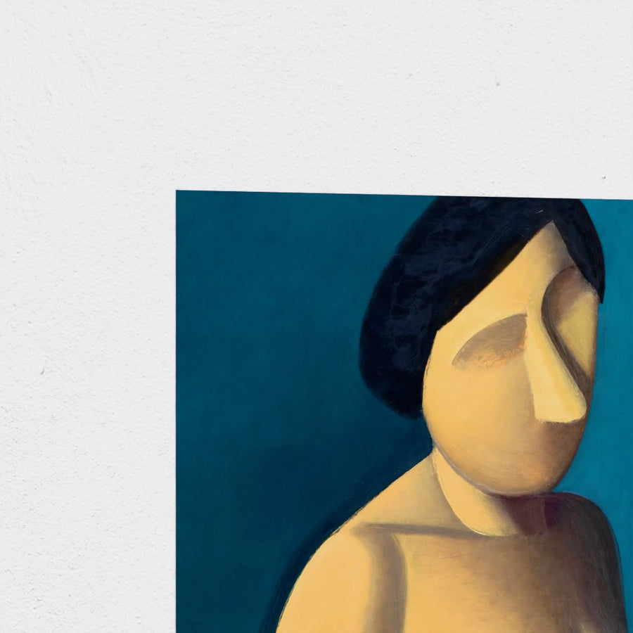 Female model — unframed, corner detail