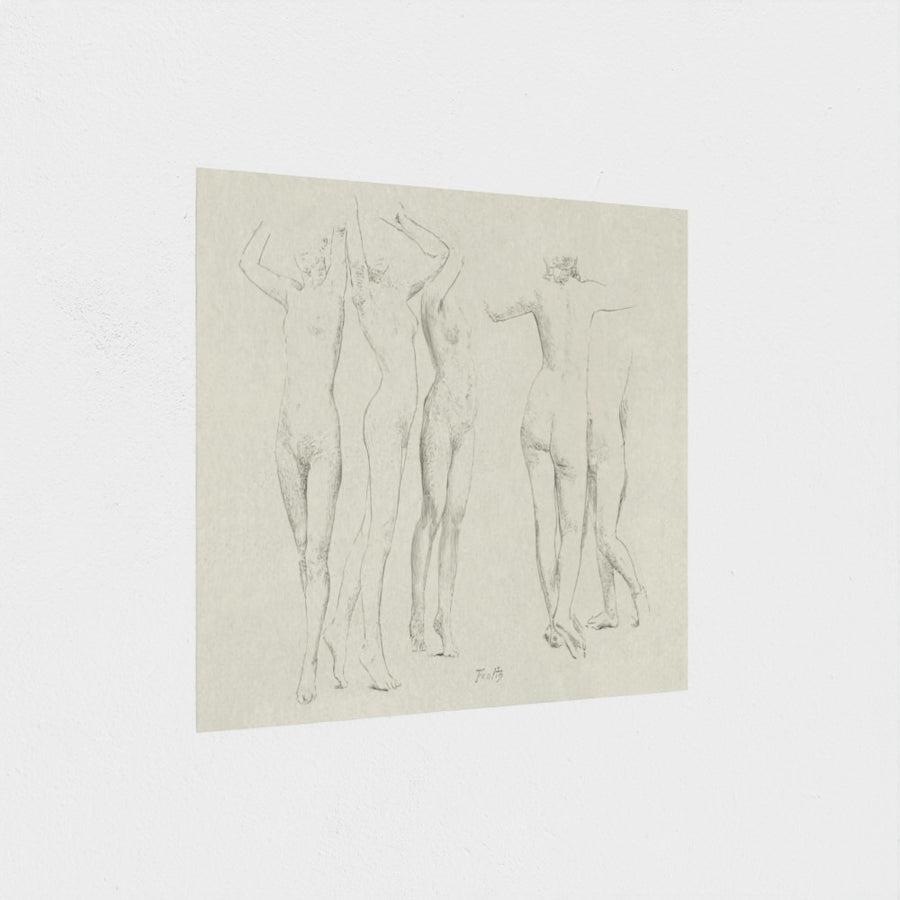Five nude studies — unframed, at an angle