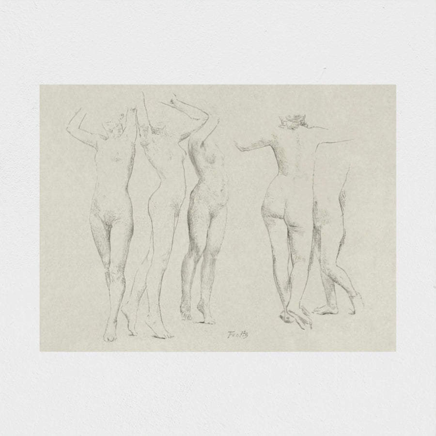 Five nude studies — unframed, front