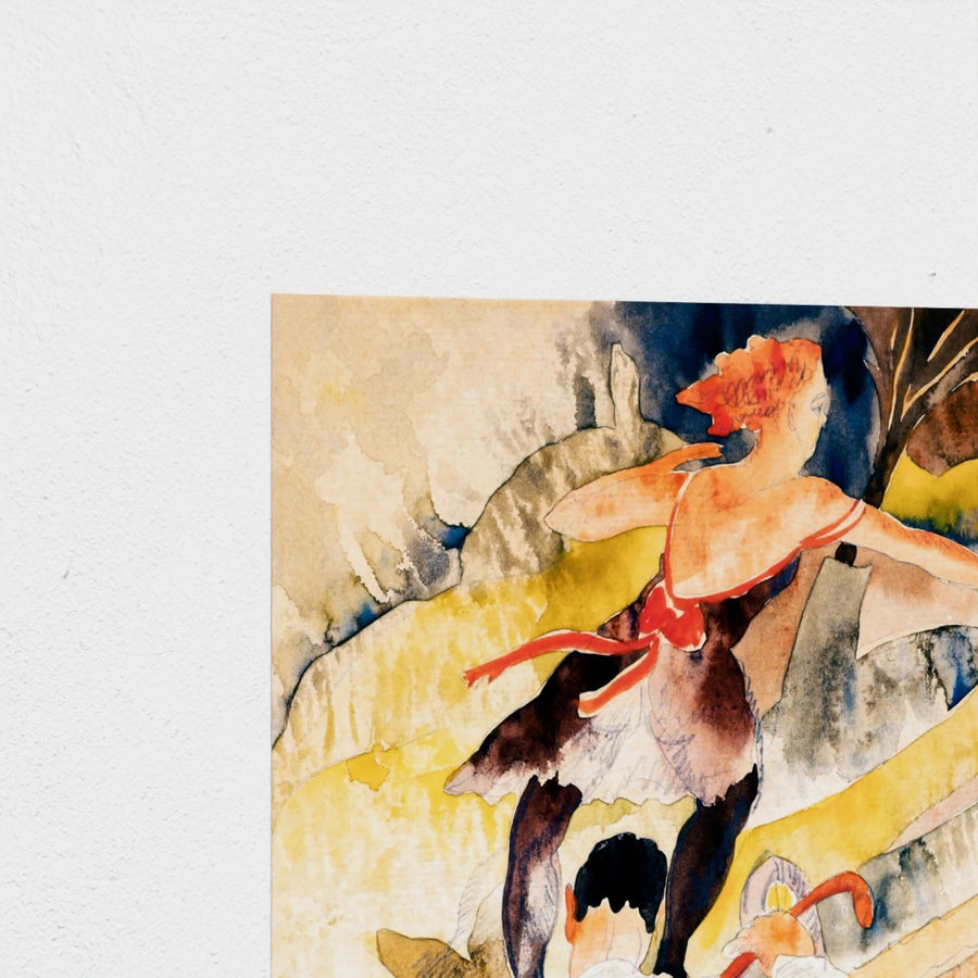 Bicycle Acrobats — unframed, corner detail