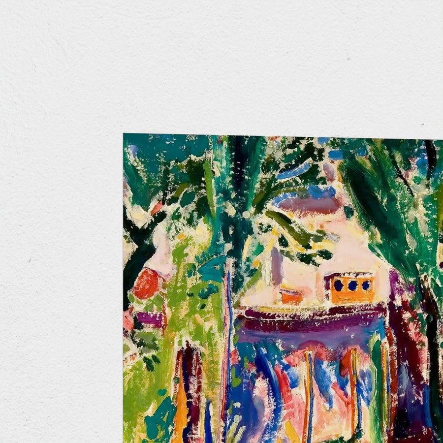 Landscape with House — unframed, corner detail