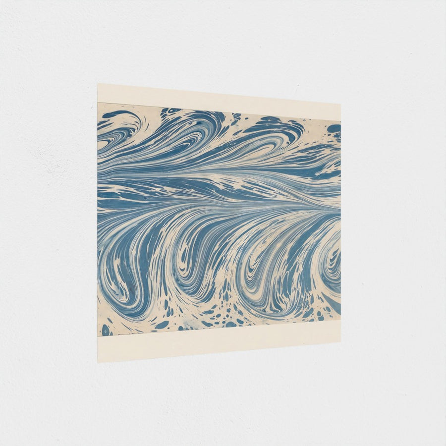 Fountain Marble in Blue — unframed, at an angle