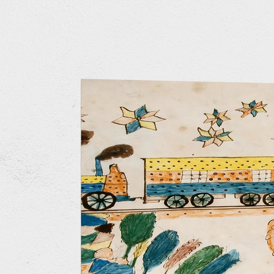 Landscape — Train — unframed, corner detail