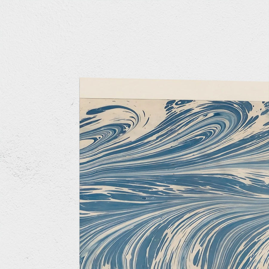 Fountain Marble in Blue — unframed, corner detail