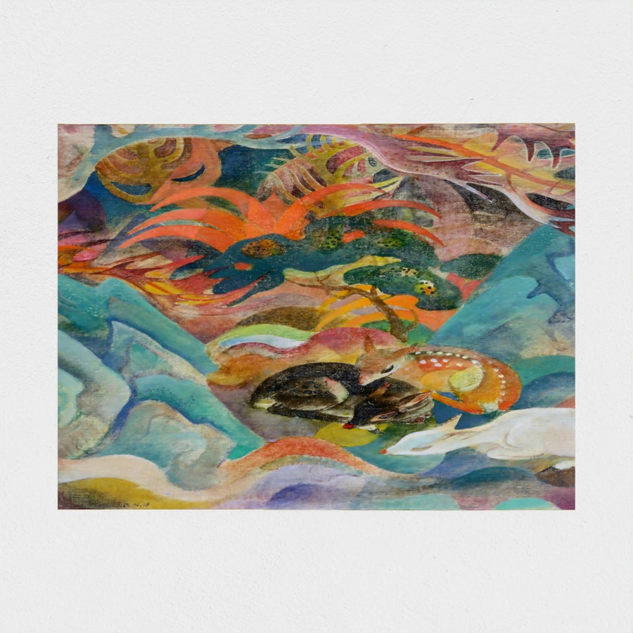 Deer in a Japanese Landscape — unframed, front