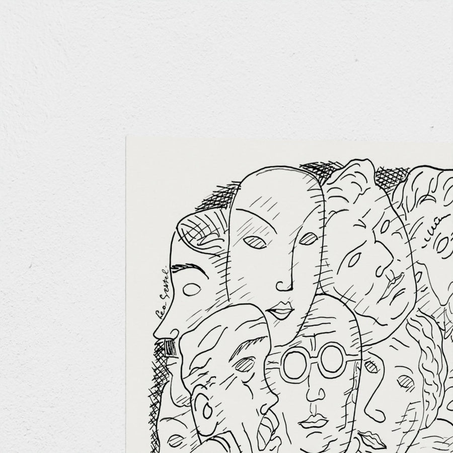 Maskers — unframed, corner detail
