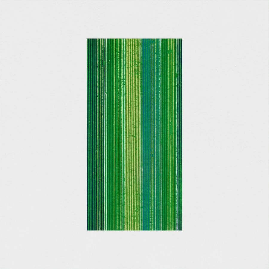 Japanese textile design, green stripes — unframed, front