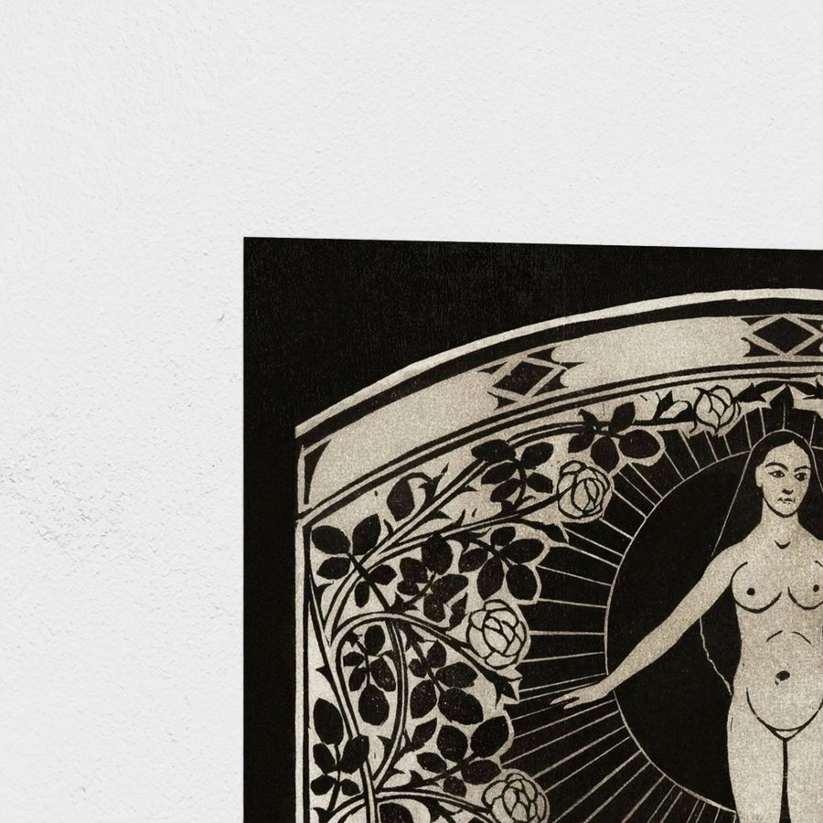 Calendar for 1901 with Women and Flowers — unframed, corner detail