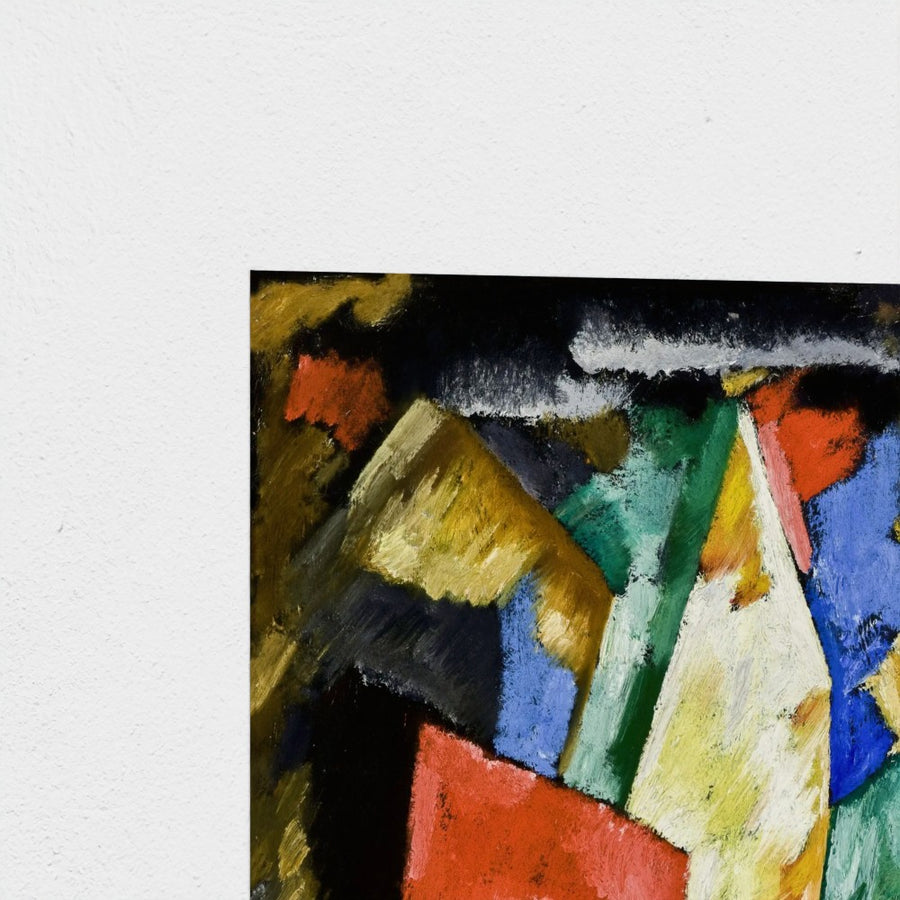 Abstraction: Blue, Yellow and Green — unframed, corner detail