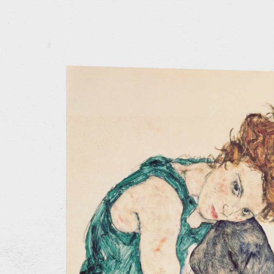 Seated Woman with Bent Knees — unframed, corner detail