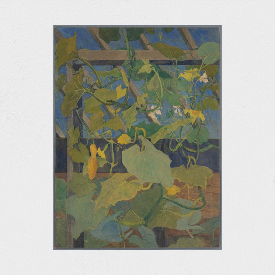 Broeikas met sierkalebassen — unframed, front
