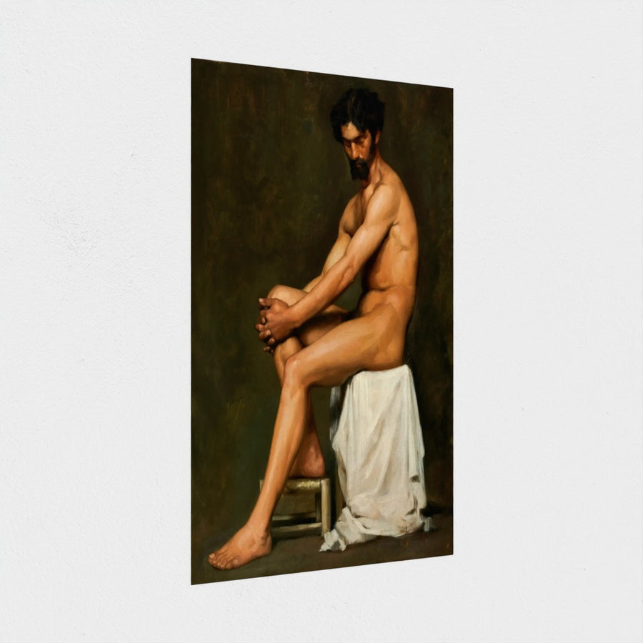Seated Man, Academy Study — unframed, at an angle