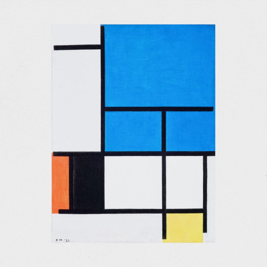 Composition with Large Blue Plane, Red, Black, Yellow, and Gray — unframed, front