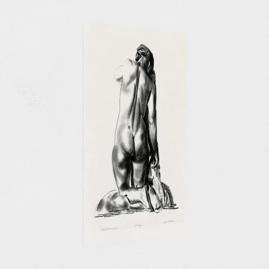 Nude Study, Woman Kneeling on a Pillow — unframed, at an angle