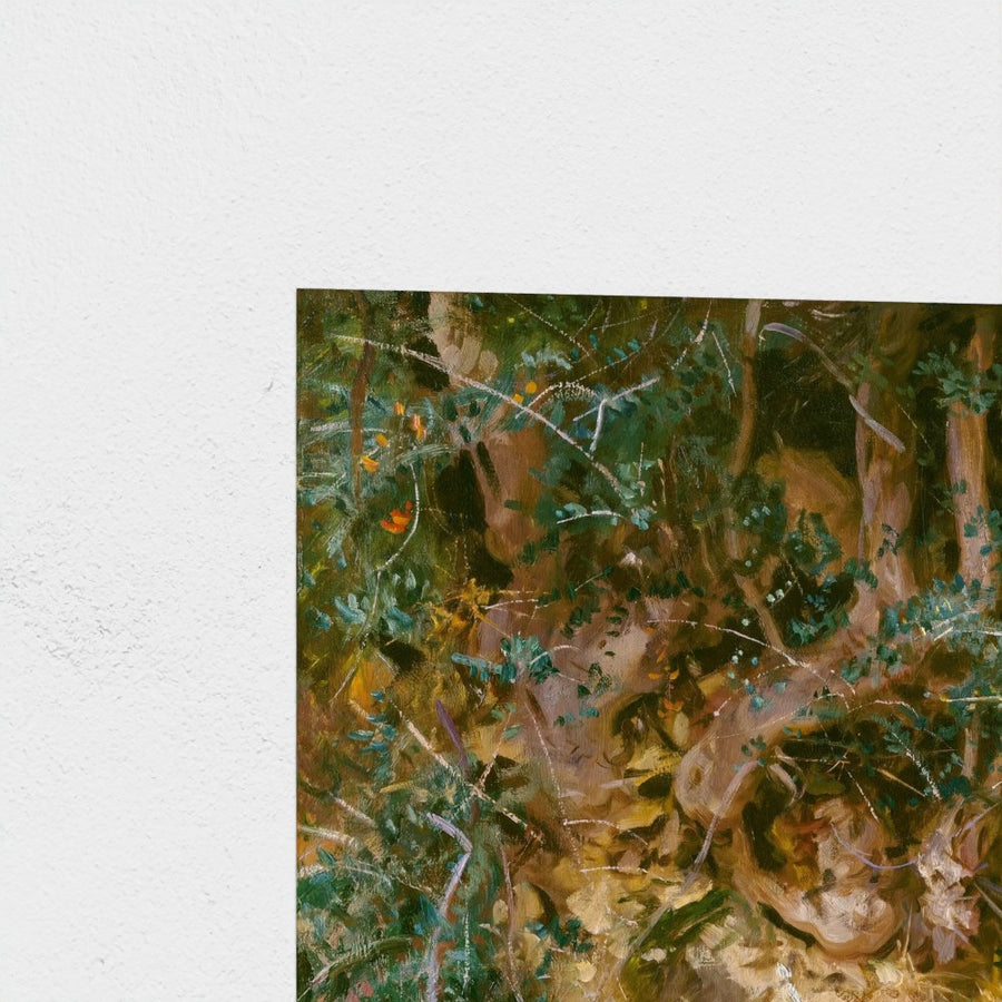 Valdemosa, Majorca: Thistles and Herbage on a Hillside — unframed, corner detail