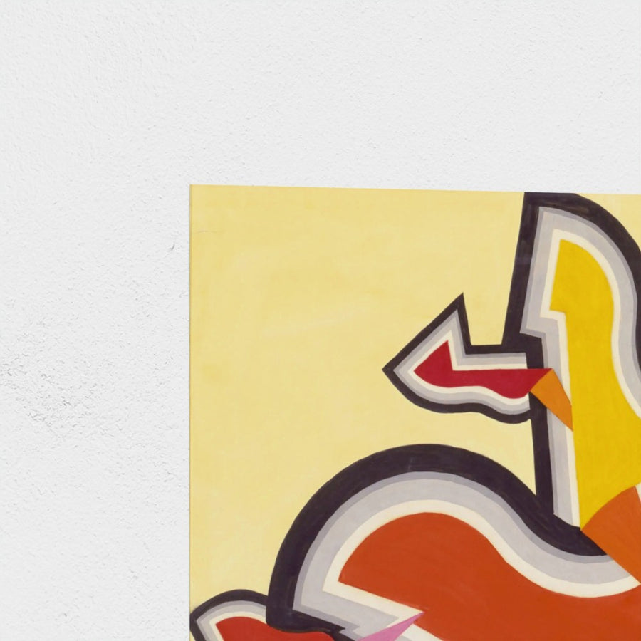 Study in Rhythm: Red and Gold — unframed, corner detail