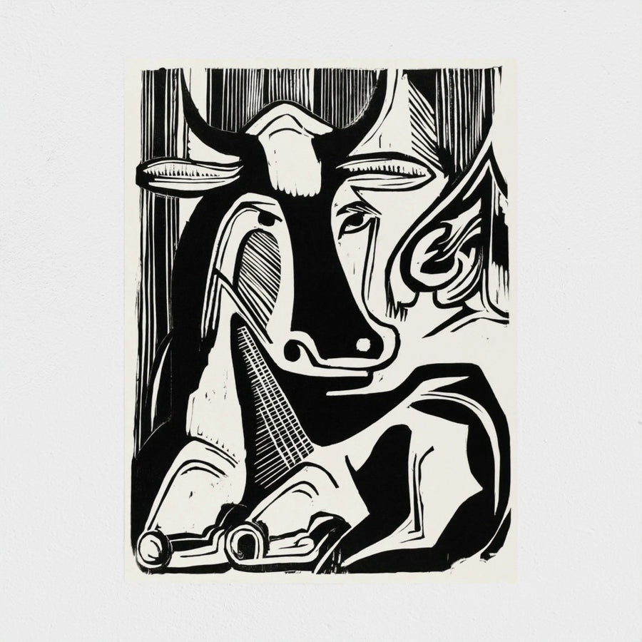 The Large Cow Lying Down — unframed, front