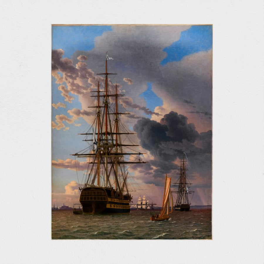 The Russian Ship of the Line "Asow" and a Frigate at Anchor near Elsinore — unframed, front