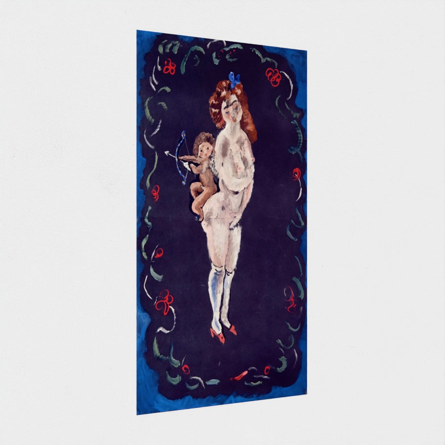 Nude and Cupid — unframed, at an angle