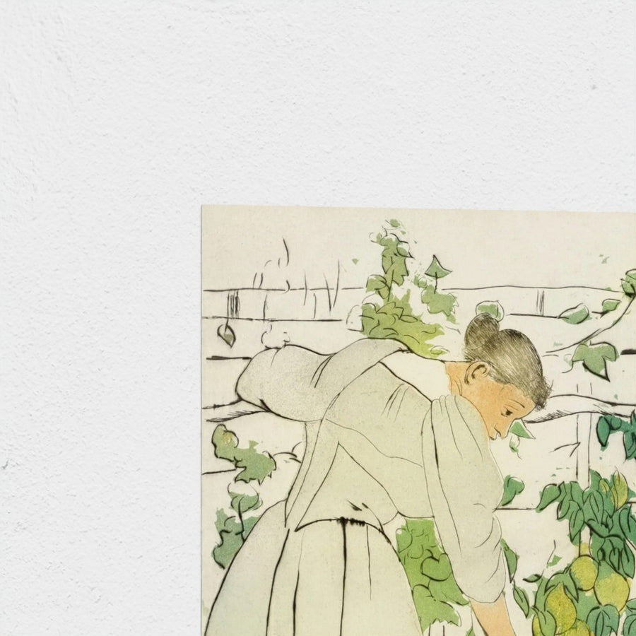 Gathering Fruit — unframed, corner detail