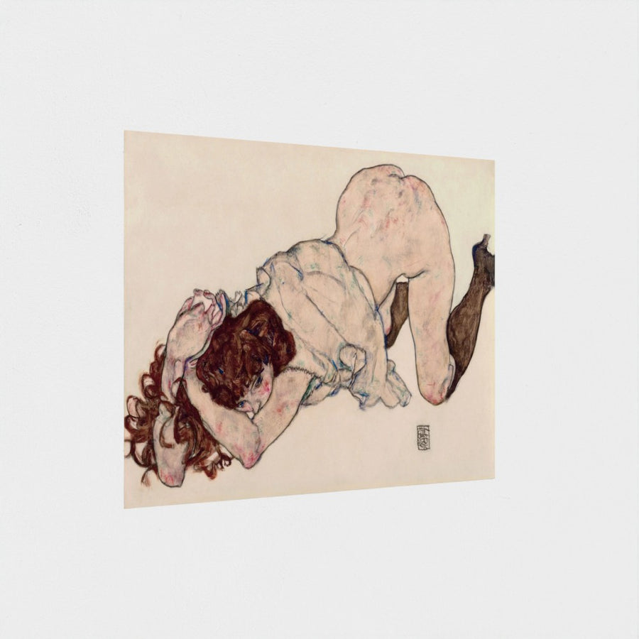 Kneeling Girl, Resting on Both Elbows — unframed, at an angle
