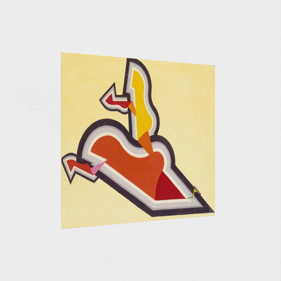 Study in Rhythm: Red and Gold — unframed, at an angle