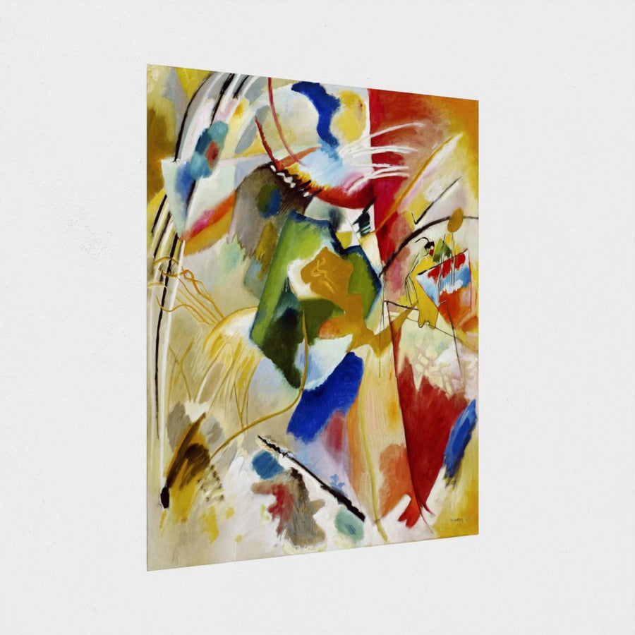 Painting with Green Center — unframed, at an angle