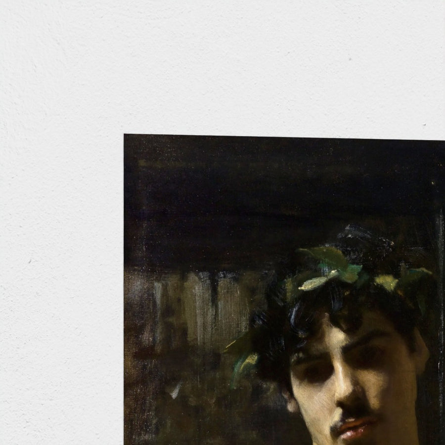 Man Wearing Laurels — unframed, corner detail