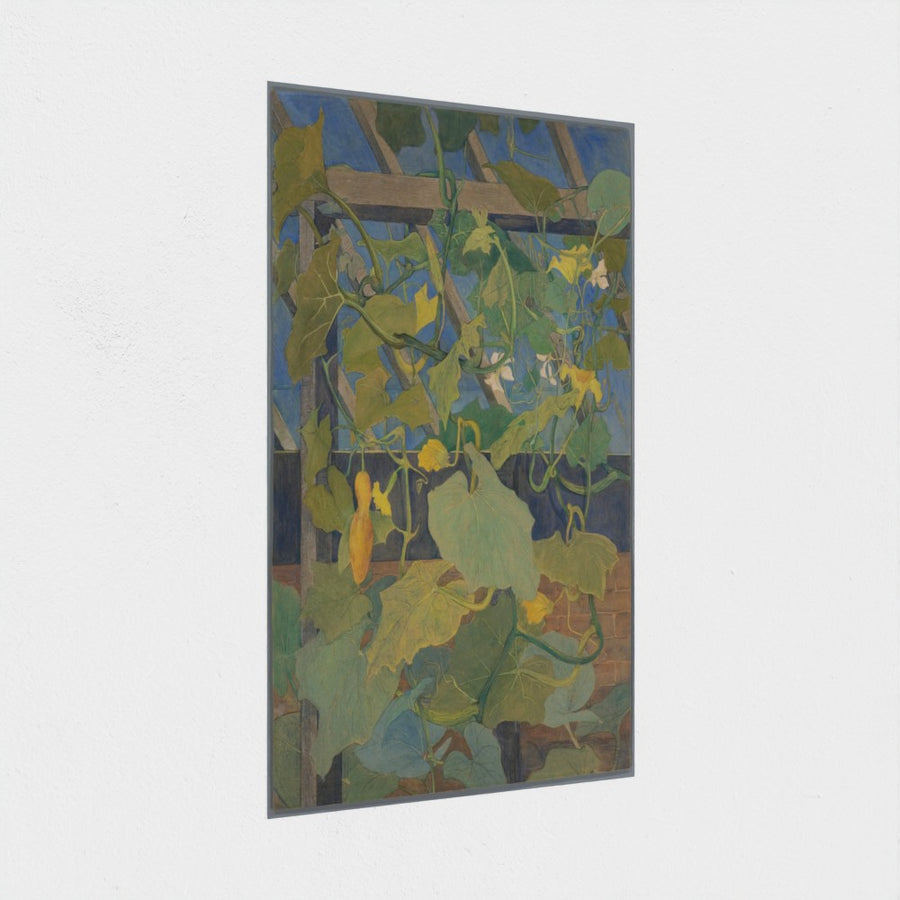 Broeikas met sierkalebassen — unframed, at an angle