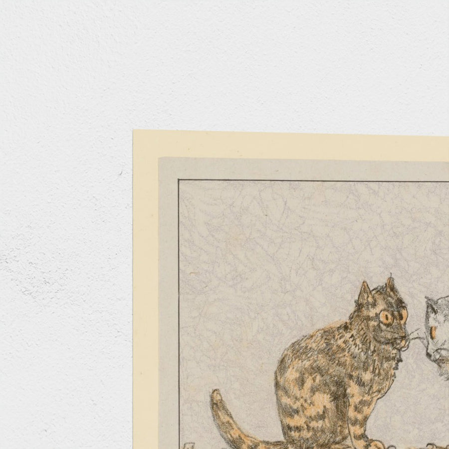 Twee katten op een muur — unframed, corner detail