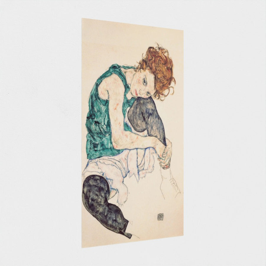 Seated Woman with Bent Knees — unframed, at an angle