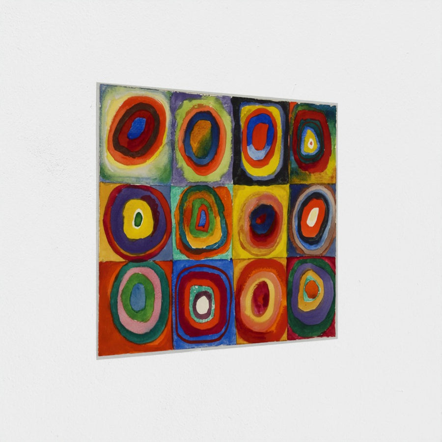 Farbstudie – Quadrate mit konzentrischen Ringen — unframed, at an angle