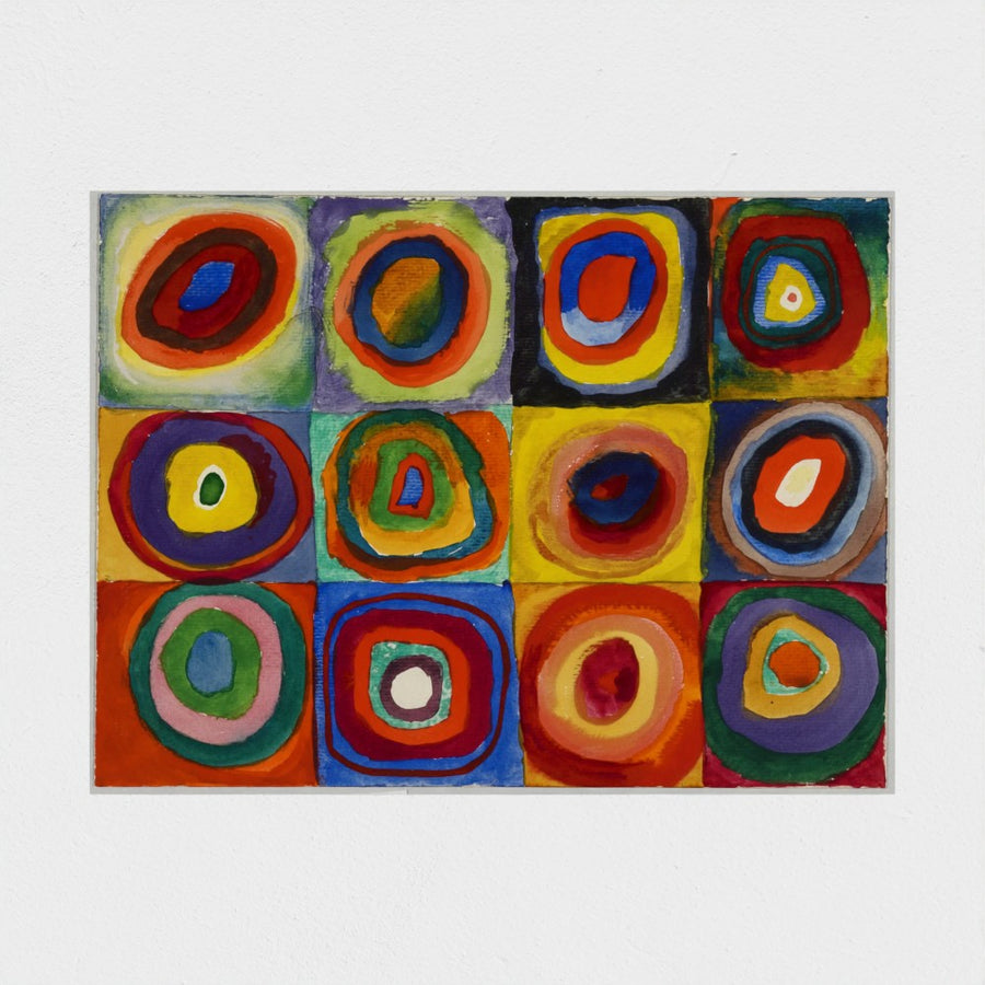 Farbstudie – Quadrate mit konzentrischen Ringen — unframed, front