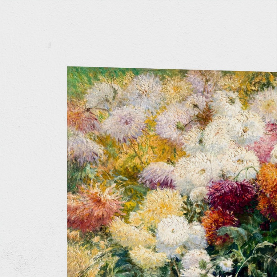Chrysanthemums in the Garden at Petit-Gennevilliers — unframed, corner detail