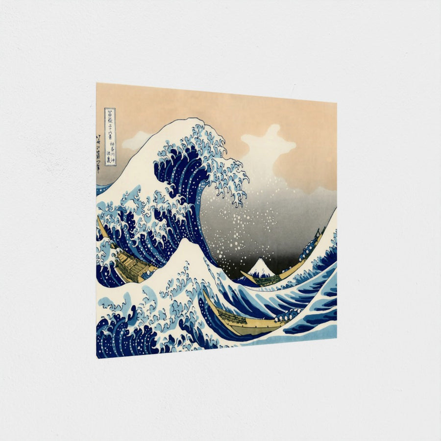 The Great Wave off Kanagawa, modern recut copy — unframed, at an angle
