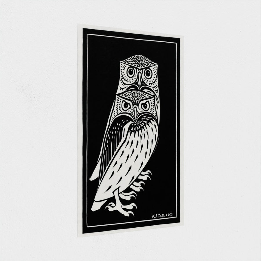 Two owls — unframed, at an angle