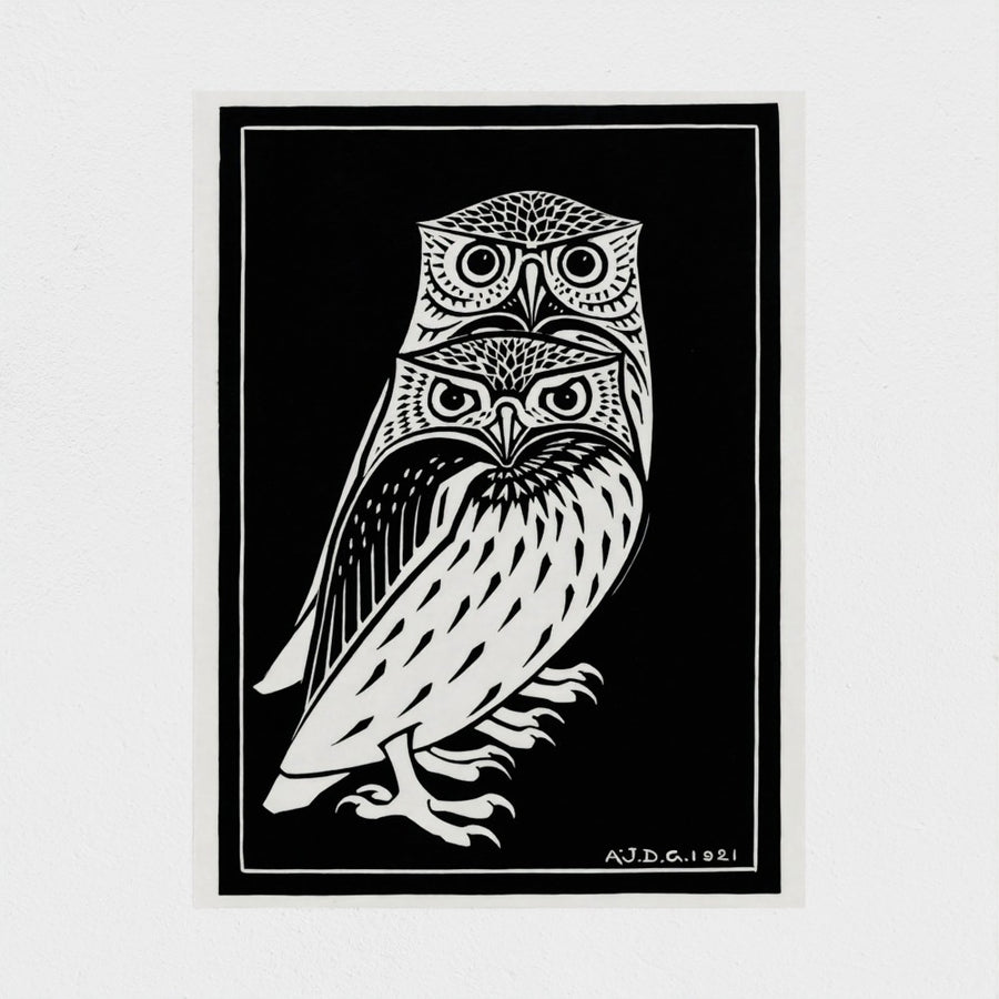 Two owls — unframed, front