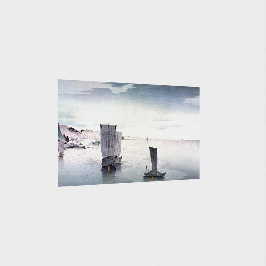 Yugure no hansen, Sailboats at Dusk — unframed, at an angle