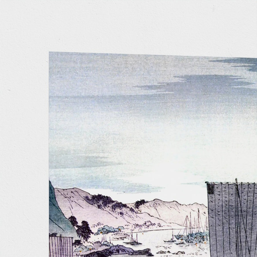 Yugure no hansen, Sailboats at Dusk — unframed, corner detail